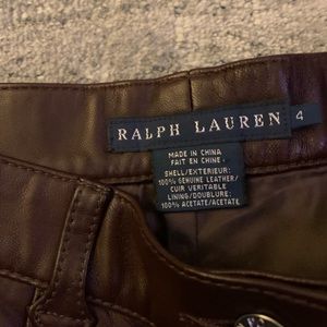 Ralph Lauren 100% Brown Leather Pants.